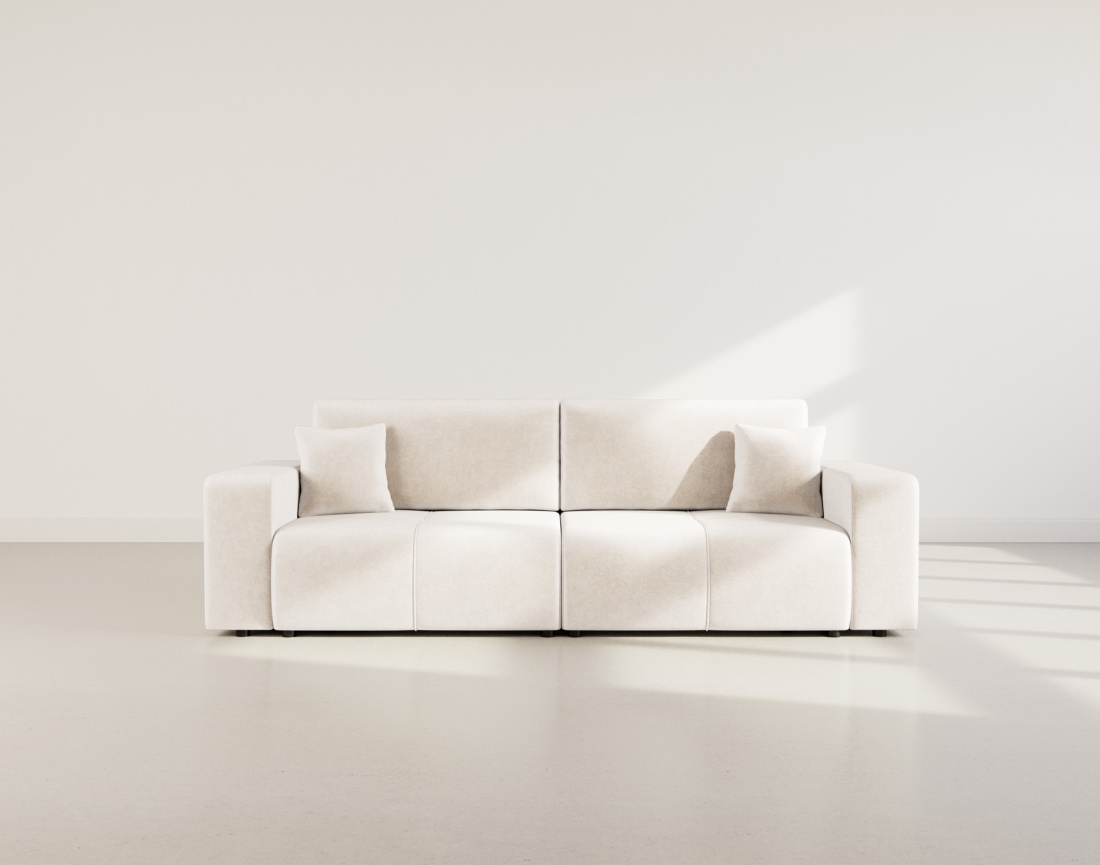 Canapé droit 4 places convertible avec coffre en tissu Nicole