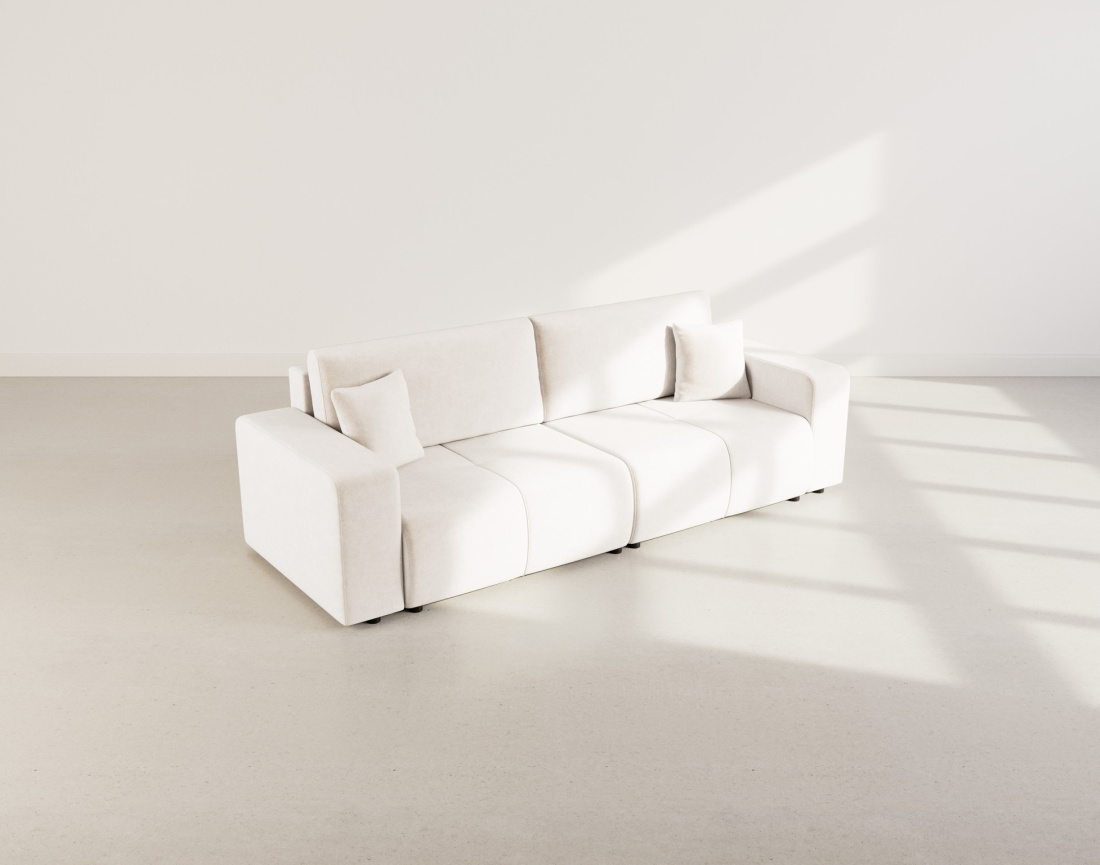 Canapé droit 4 places convertible avec coffre en tissu Nicole