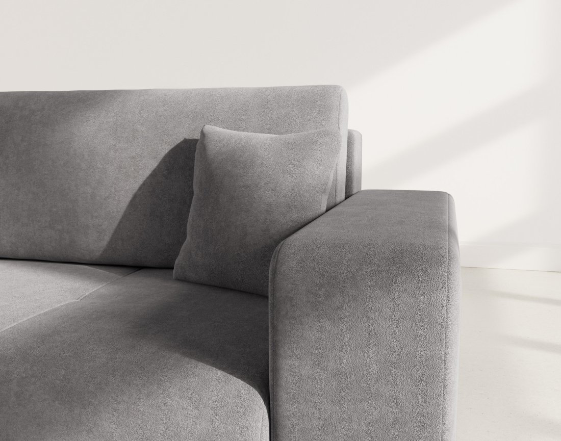 Canapé droit 4 places convertible avec coffre en tissu Nicole