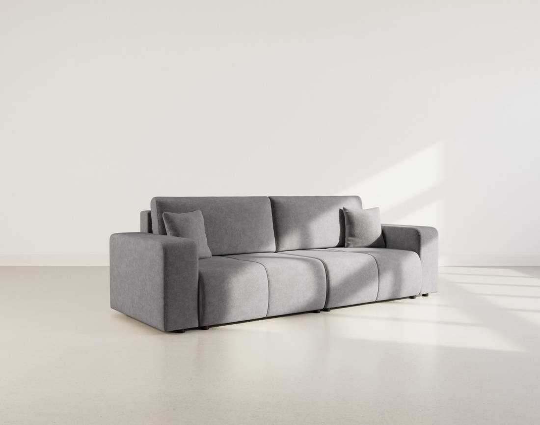 Canapé droit 4 places convertible avec coffre en tissu Nicole