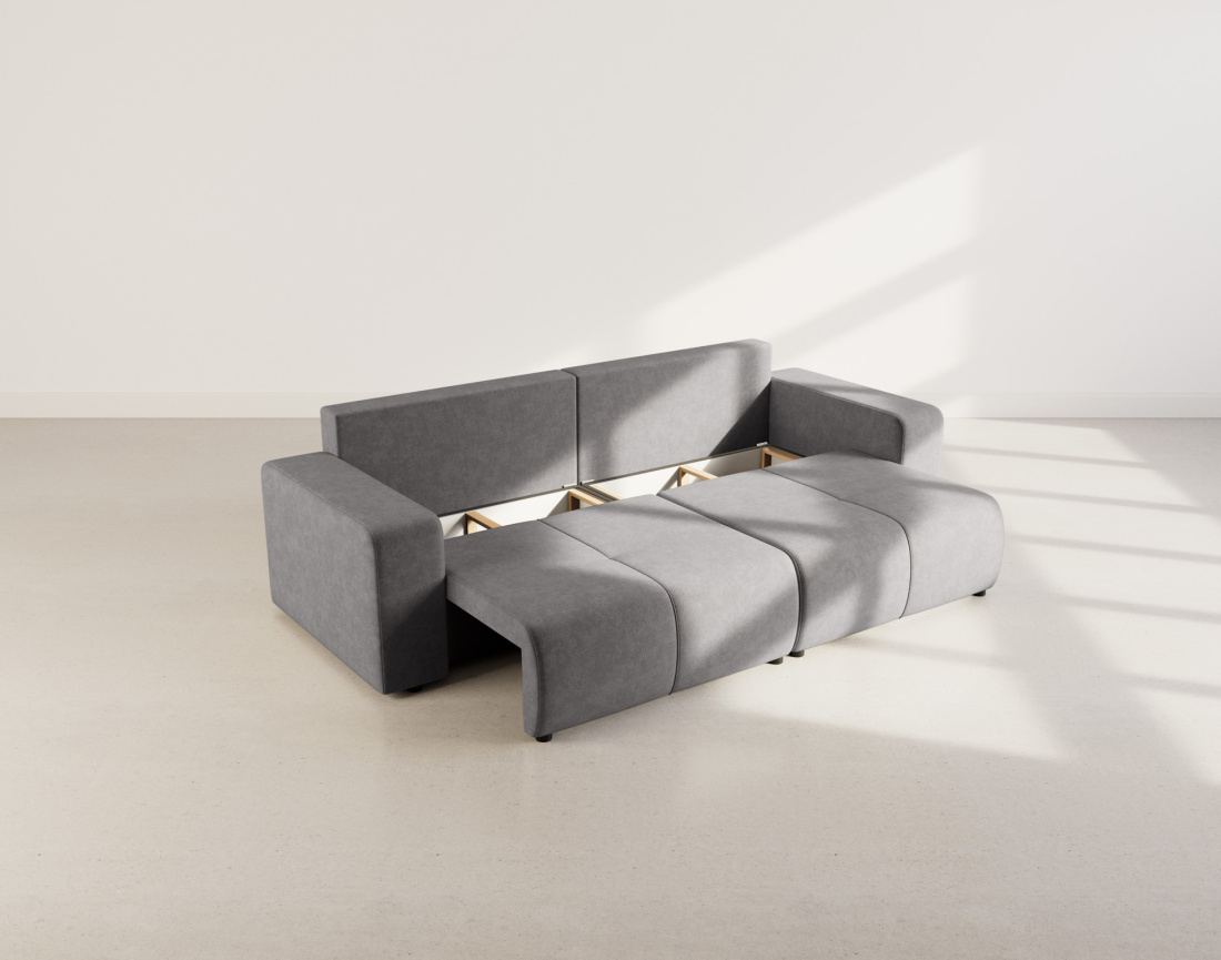 Canapé droit 4 places convertible avec coffre en tissu Nicole