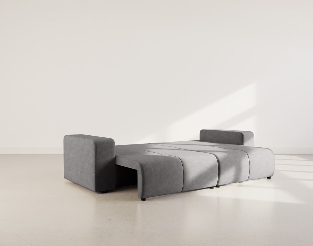 Canapé droit 4 places convertible avec coffre en tissu Nicole