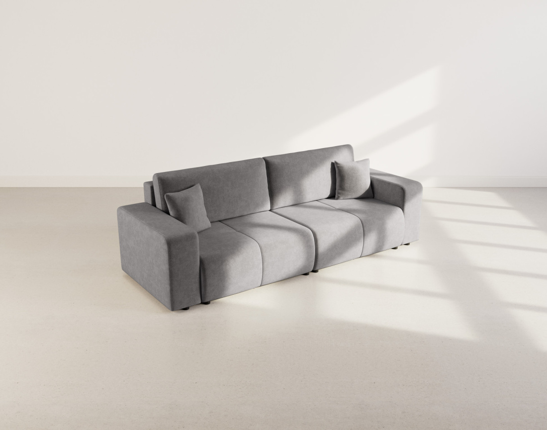 Canapé droit 4 places convertible avec coffre en tissu Nicole