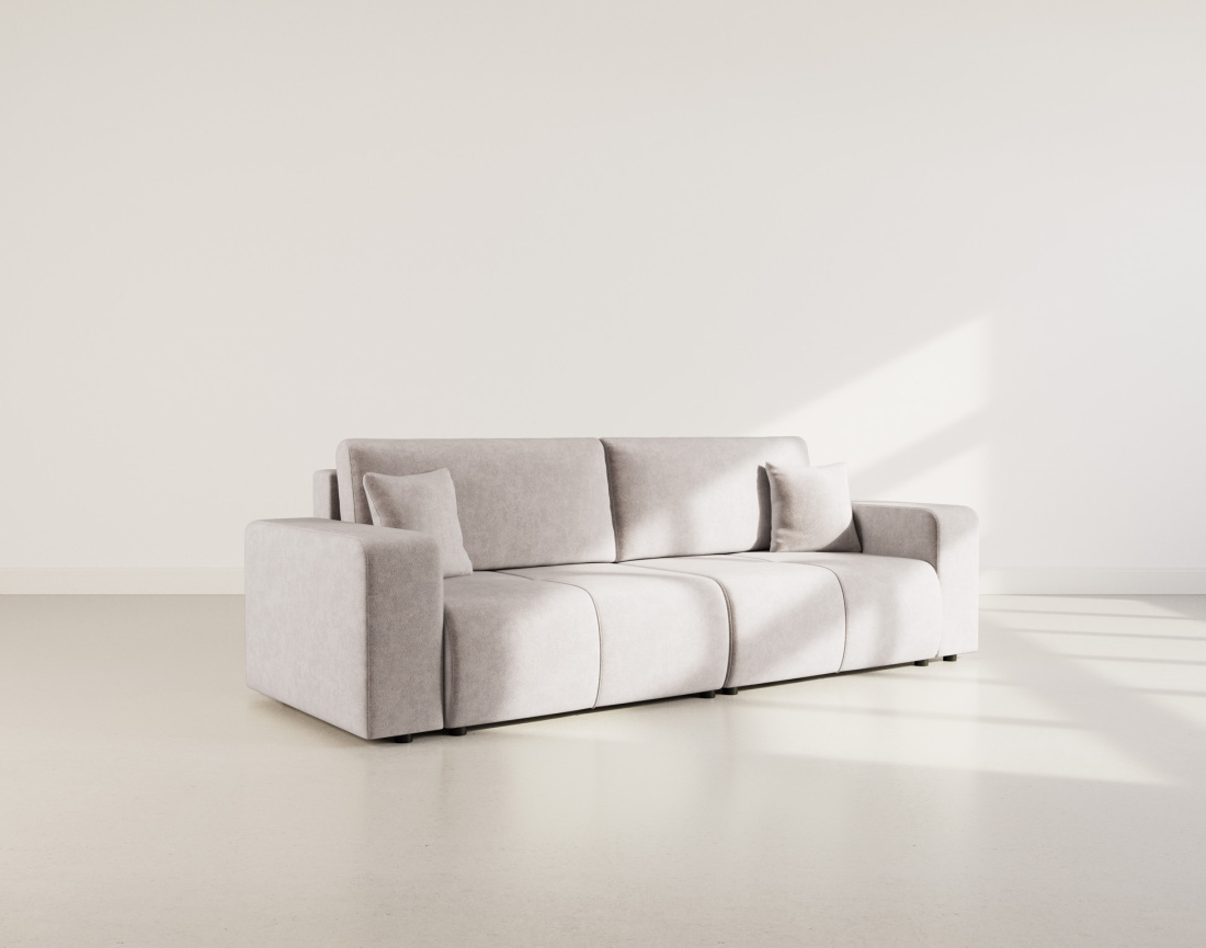 Canapé droit 4 places convertible avec coffre en tissu Nicole