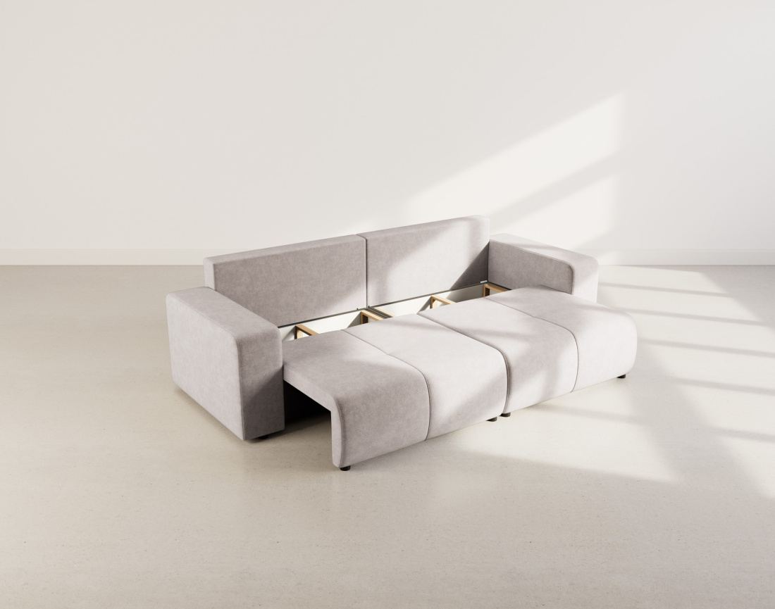 Canapé droit 4 places convertible avec coffre en tissu Nicole