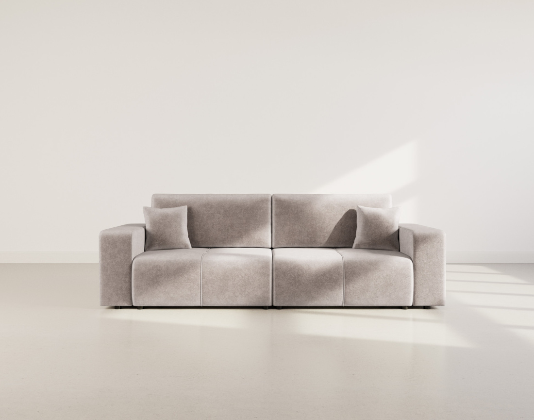 Canapé droit 4 places convertible avec coffre en tissu Nicole