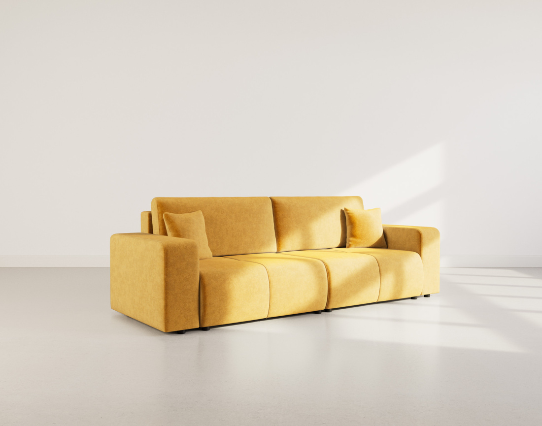 Canapé droit 4 places convertible avec coffre en tissu Nicole