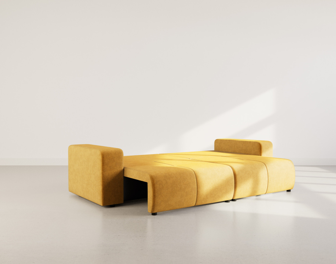 Canapé droit 4 places convertible avec coffre en tissu Nicole