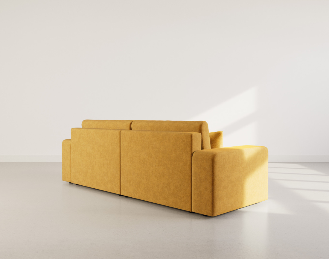 Canapé droit 4 places convertible avec coffre en tissu Nicole