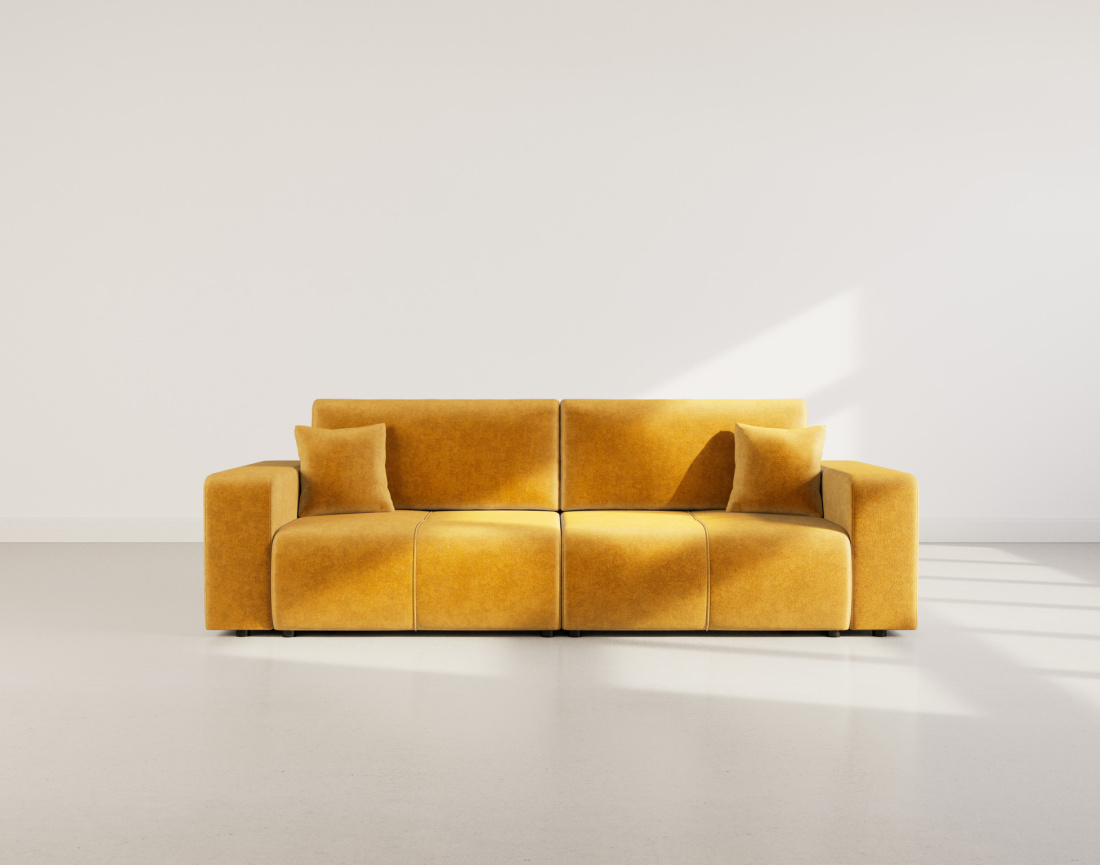 Canapé droit 4 places convertible avec coffre en tissu Nicole