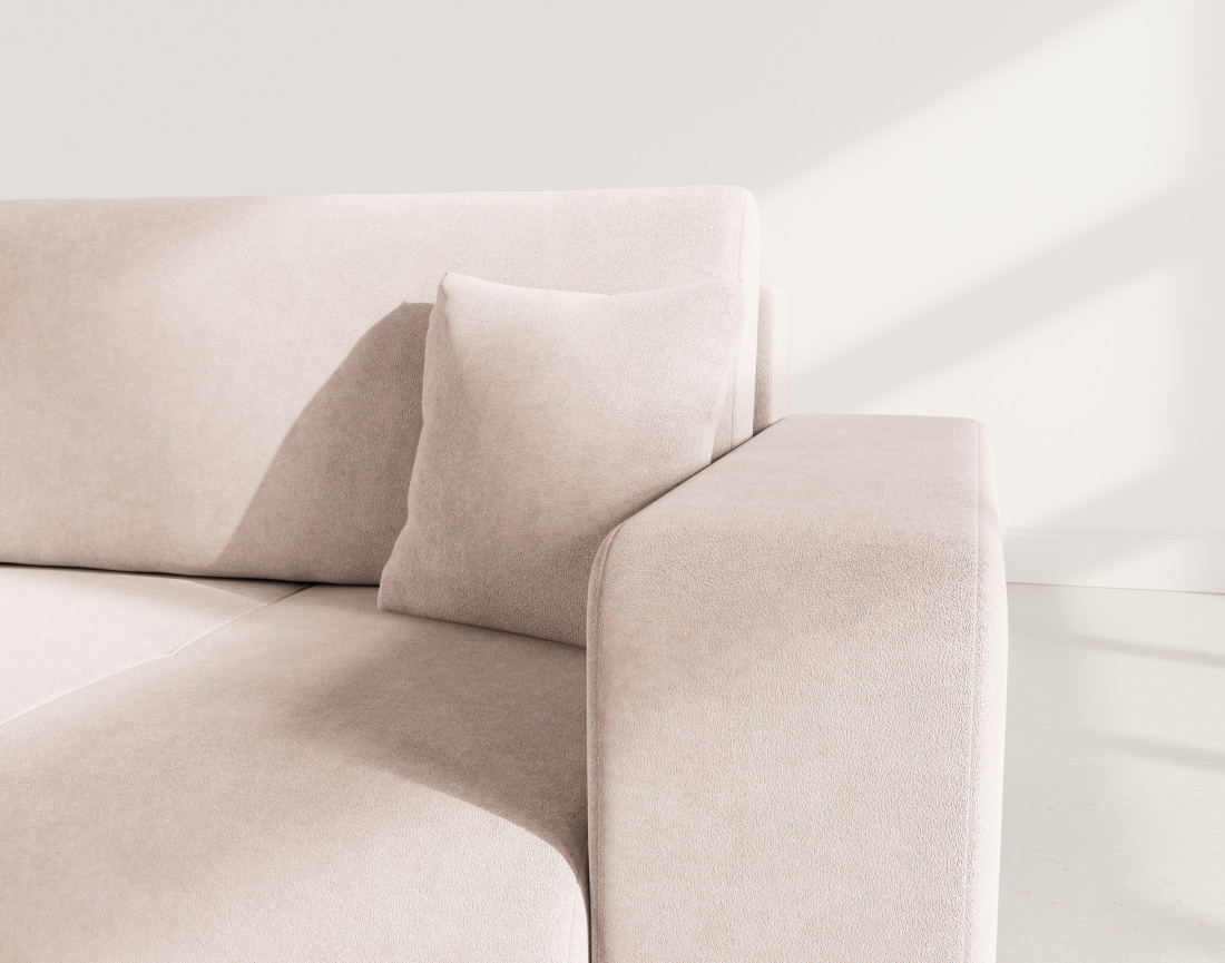 Canapé droit 4 places convertible avec coffre en tissu Nicole