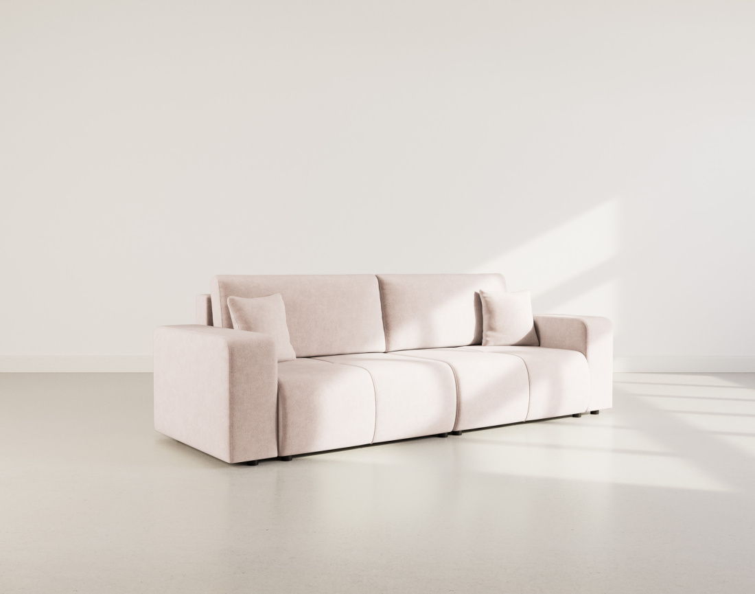 Canapé droit 4 places convertible avec coffre en tissu Nicole