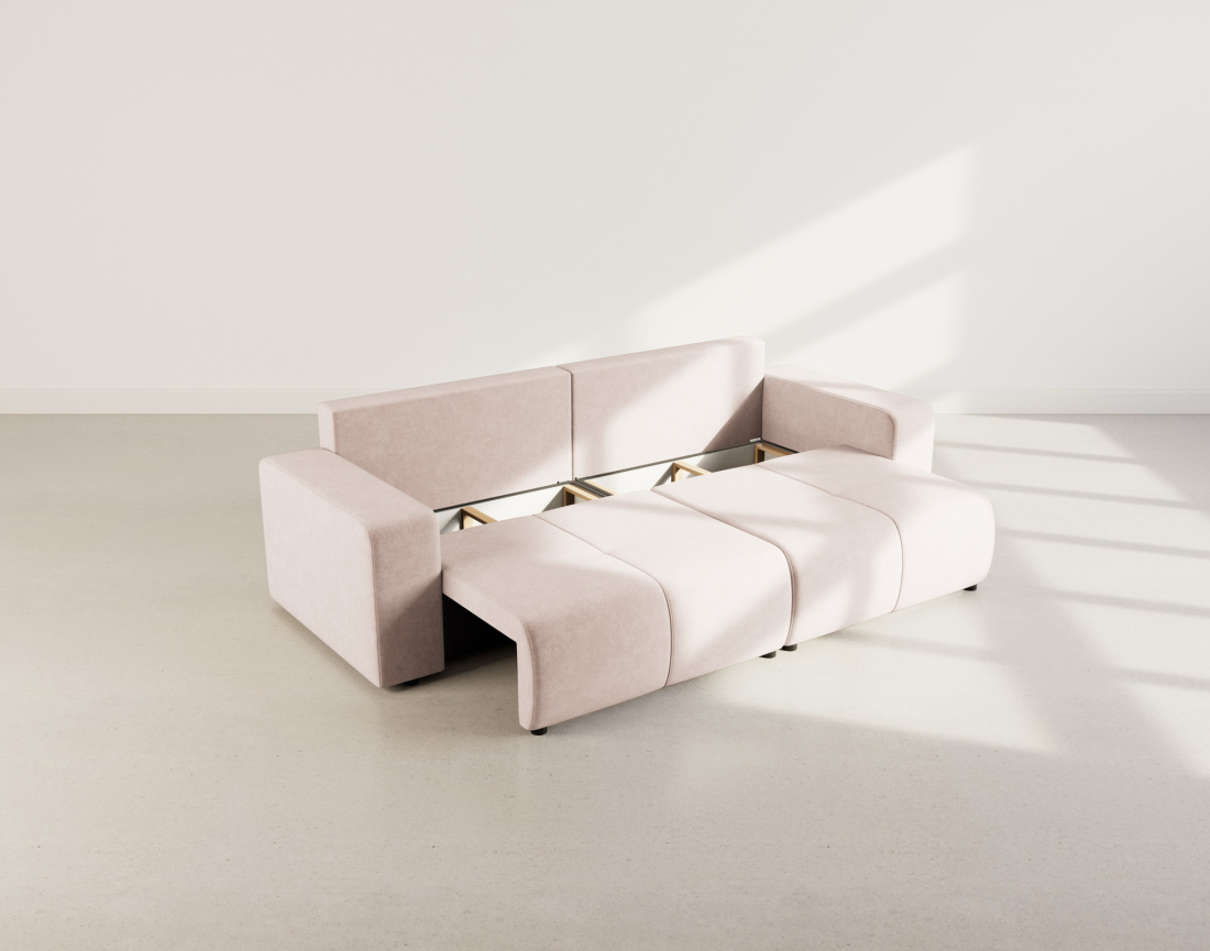 Canapé droit 4 places convertible avec coffre en tissu Nicole