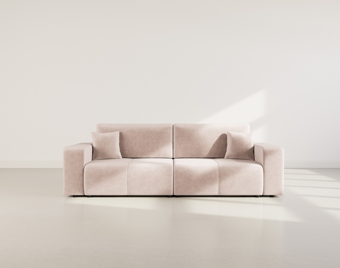 Canapé droit 4 places convertible avec coffre en tissu Nicole