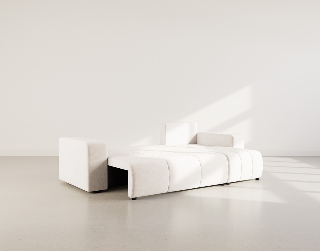 Canapé d'angle réversible 4 places convertible avec coffre en tissu Nicole