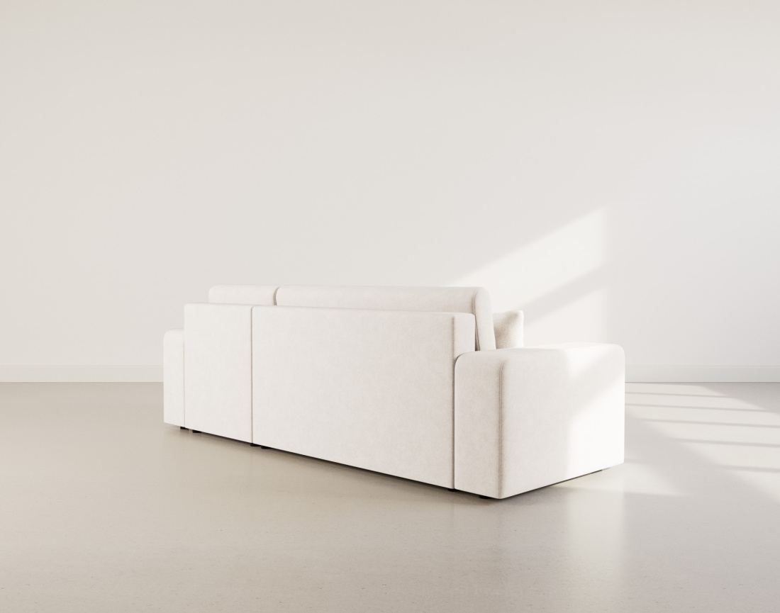 Canapé d'angle réversible 4 places convertible avec coffre en tissu Nicole