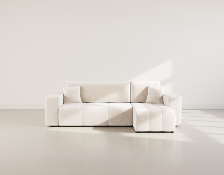 Canapé d'angle réversible 4 places convertible avec coffre en tissu Nicole