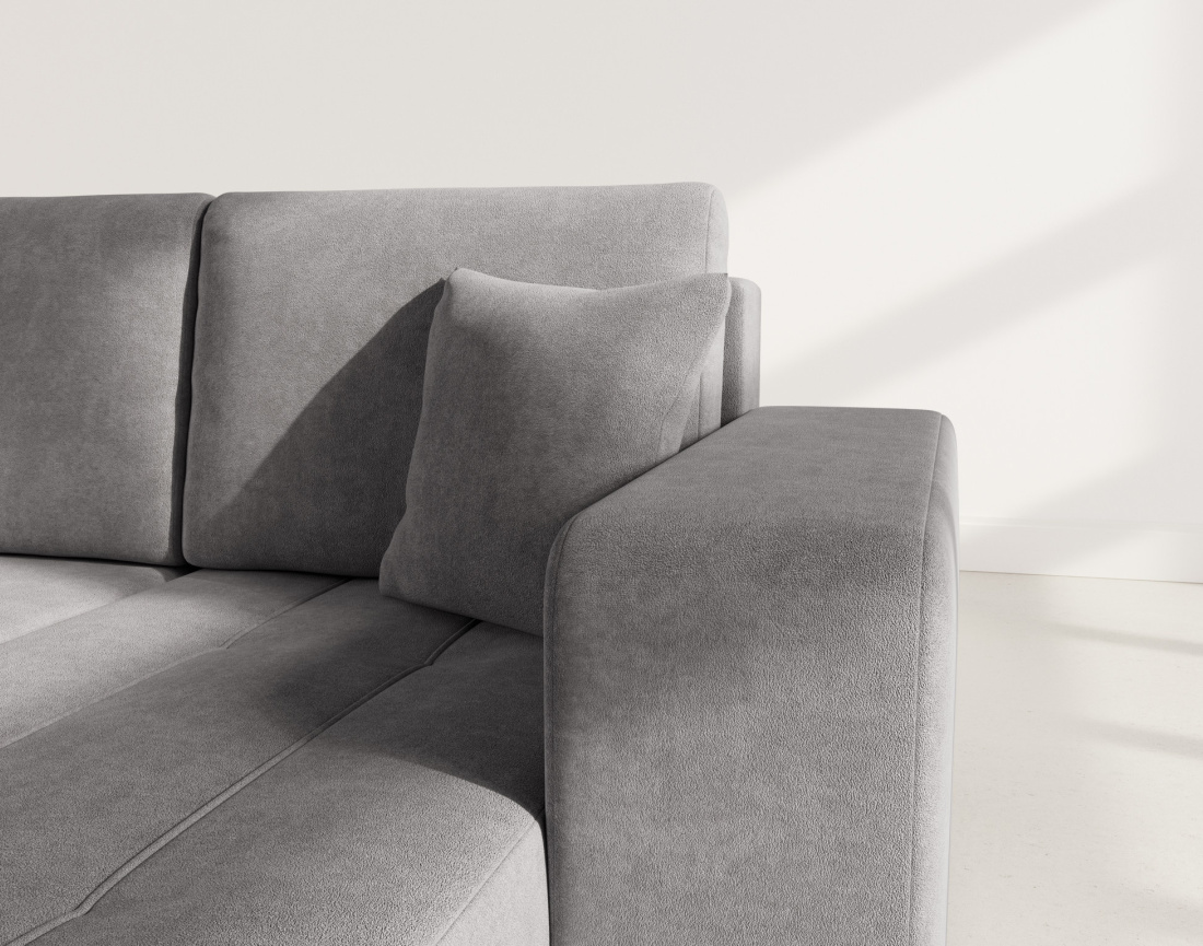 Canapé d'angle réversible 4 places convertible avec coffre en tissu Nicole