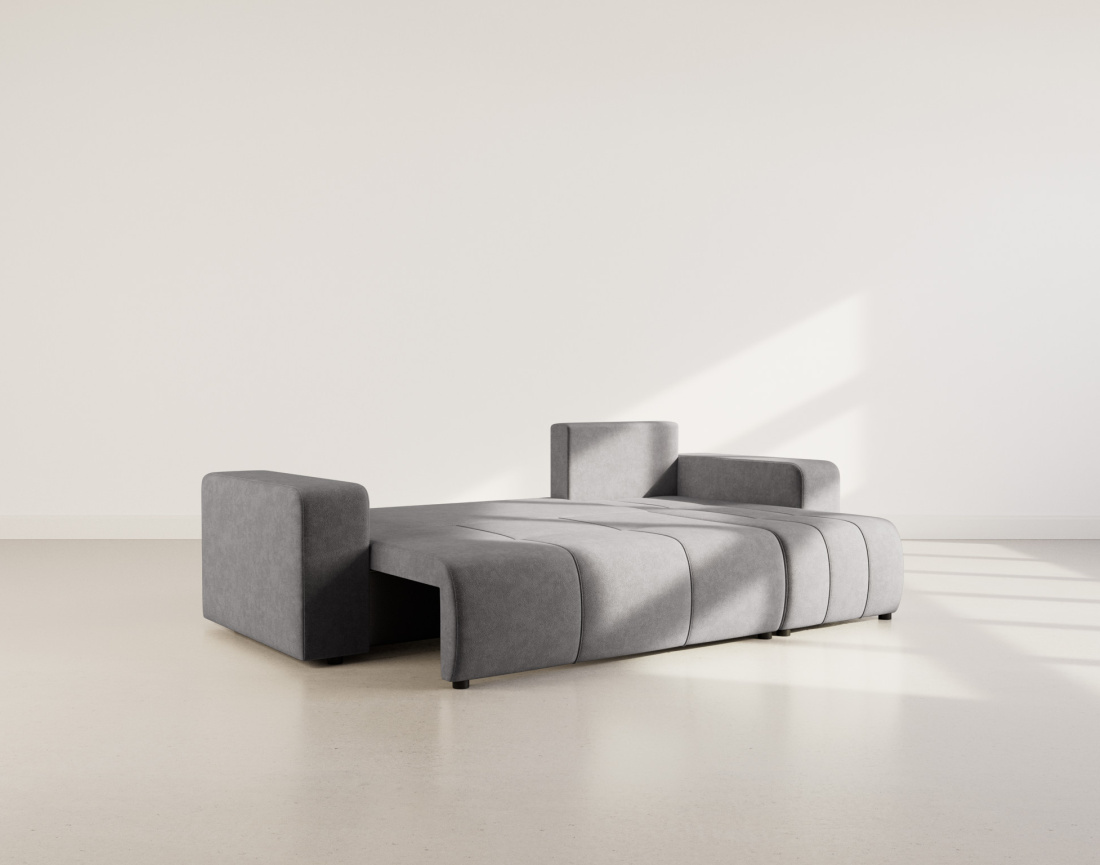 Canapé d'angle réversible 4 places convertible avec coffre en tissu Nicole