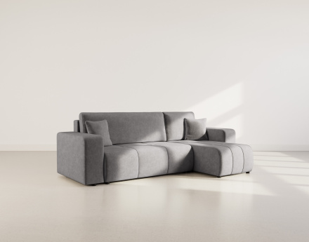 Canapé d'angle réversible 4 places convertible avec coffre en tissu Nicole