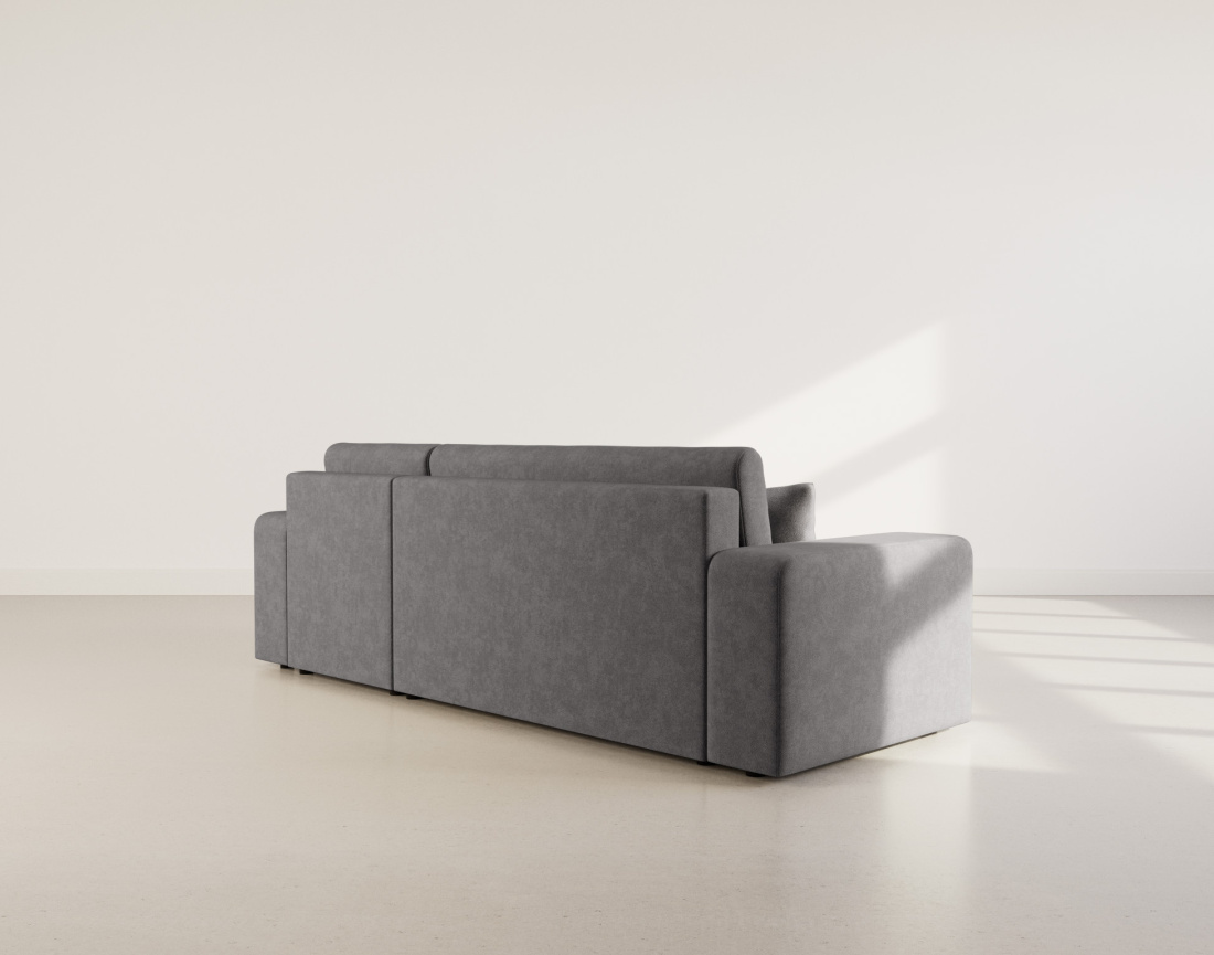 Canapé d'angle réversible 4 places convertible avec coffre en tissu Nicole