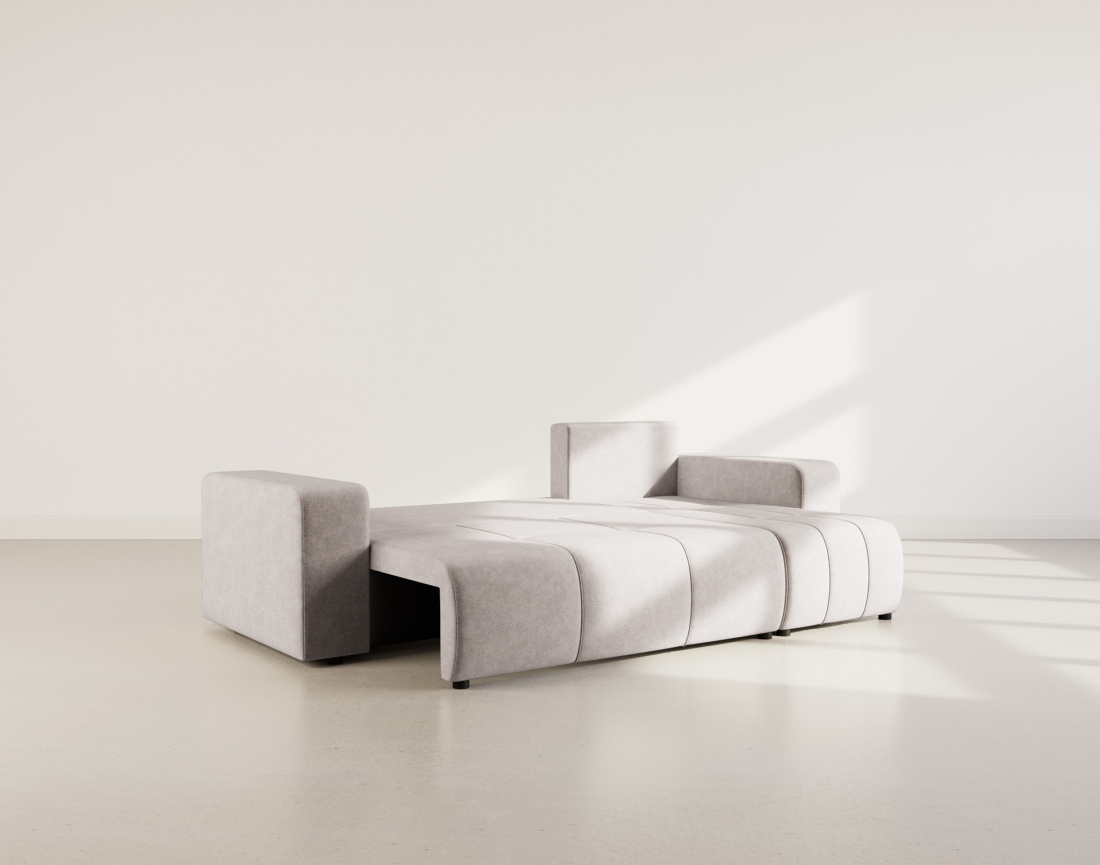 Canapé d'angle réversible 4 places convertible avec coffre en tissu Nicole