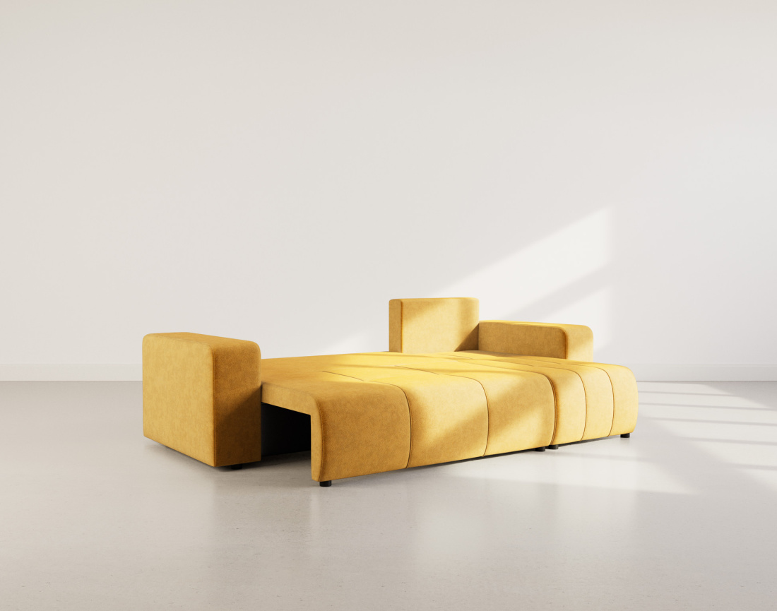 Canapé d'angle réversible 4 places convertible avec coffre en tissu Nicole