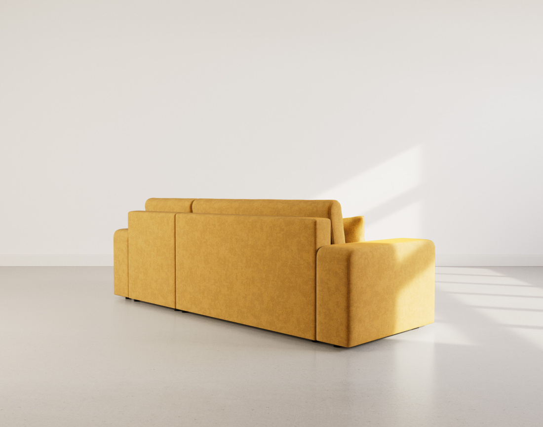 Canapé d'angle réversible 4 places convertible avec coffre en tissu Nicole