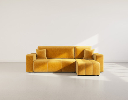 Canapé d'angle réversible 4 places convertible avec coffre en tissu Nicole