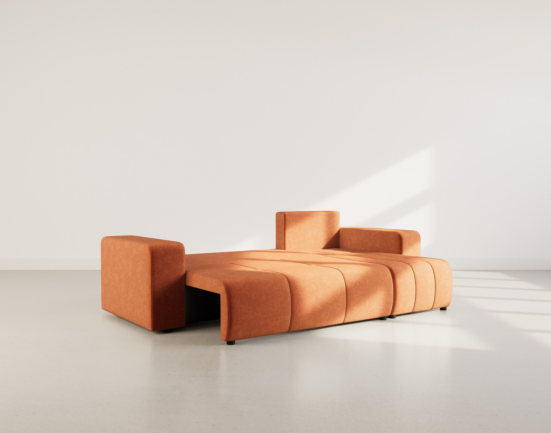 Canapé d'angle réversible 4 places convertible avec coffre en tissu Nicole