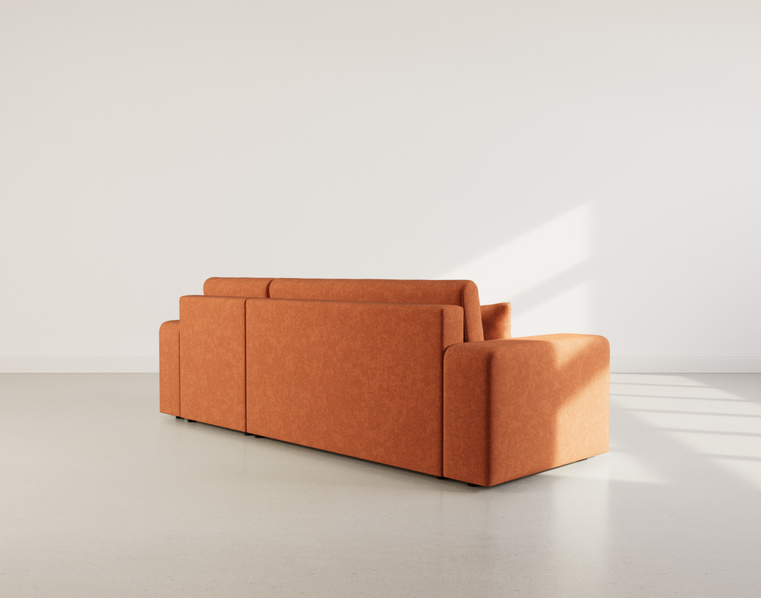 Canapé d'angle réversible 4 places convertible avec coffre en tissu Nicole