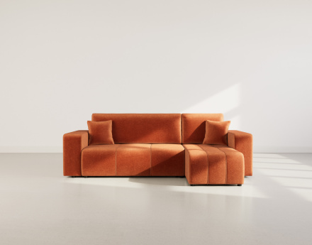 Canapé d'angle réversible 4 places convertible avec coffre en tissu Nicole