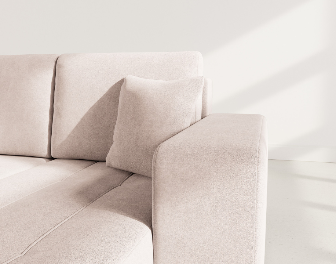 Canapé d'angle réversible 4 places convertible avec coffre en tissu Nicole