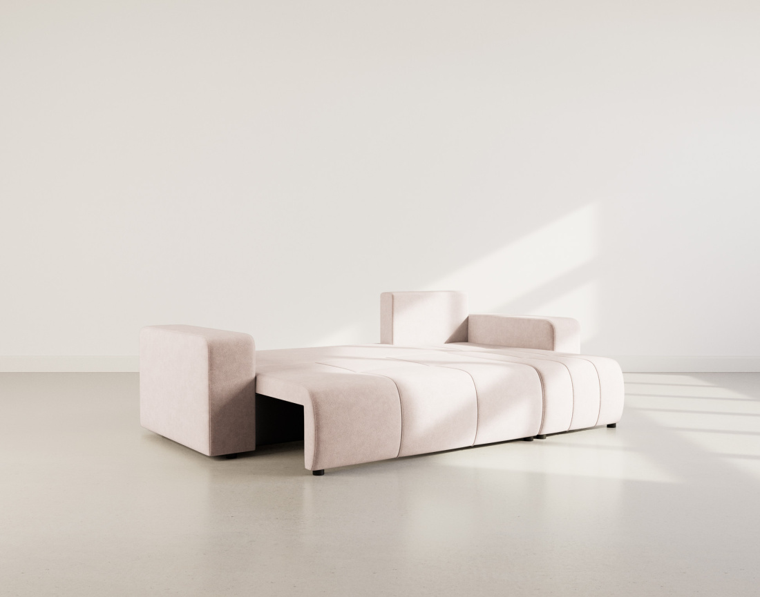 Canapé d'angle réversible 4 places convertible avec coffre en tissu Nicole