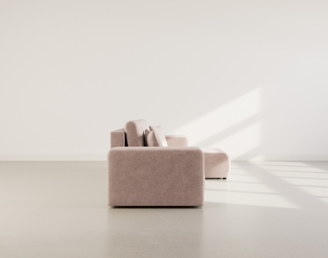 Canapé d'angle réversible 4 places convertible avec coffre en tissu Nicole