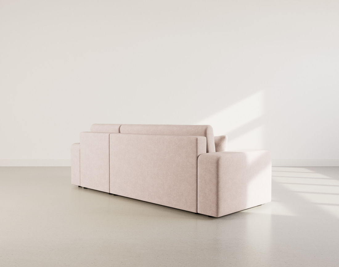 Canapé d'angle réversible 4 places convertible avec coffre en tissu Nicole