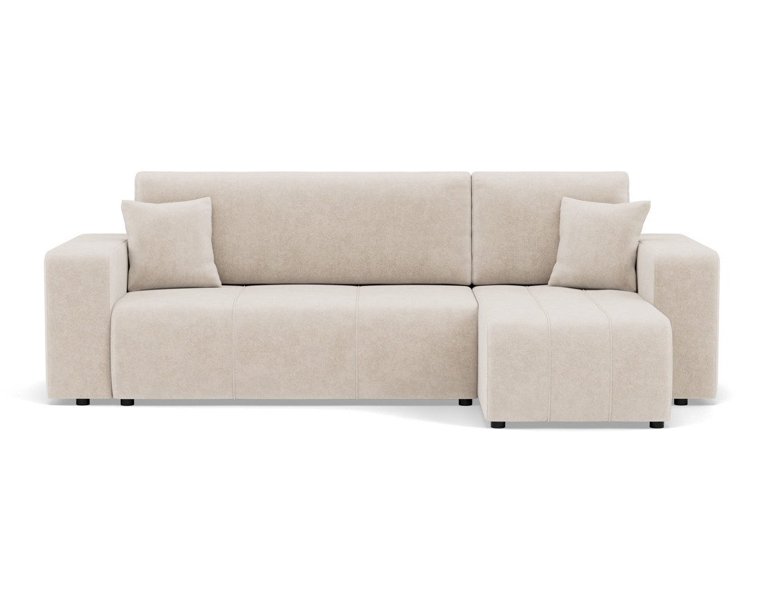 Canapé d'angle réversible 4 places convertible avec coffre en tissu Nicole