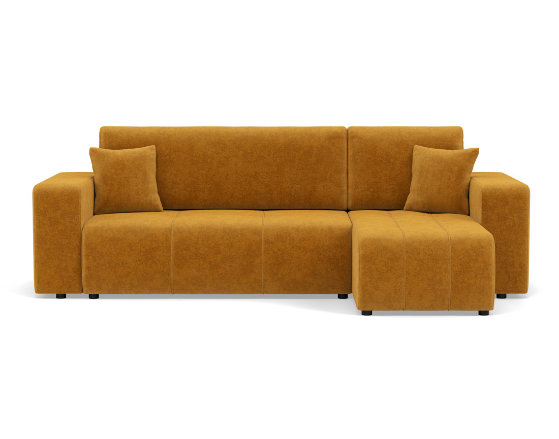 Canapé d'angle réversible 4 places convertible avec coffre en tissu Nicole