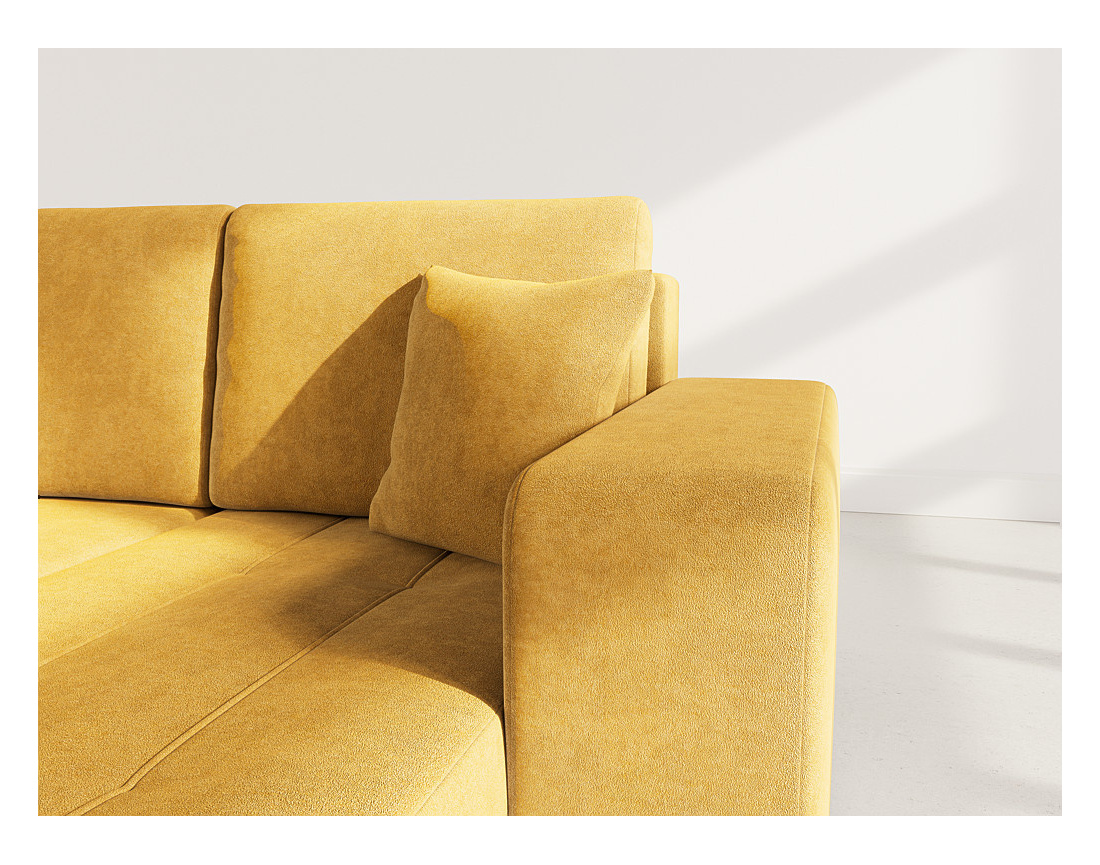 Canapé d'angle réversible 4 places convertible avec coffre en tissu Nicole