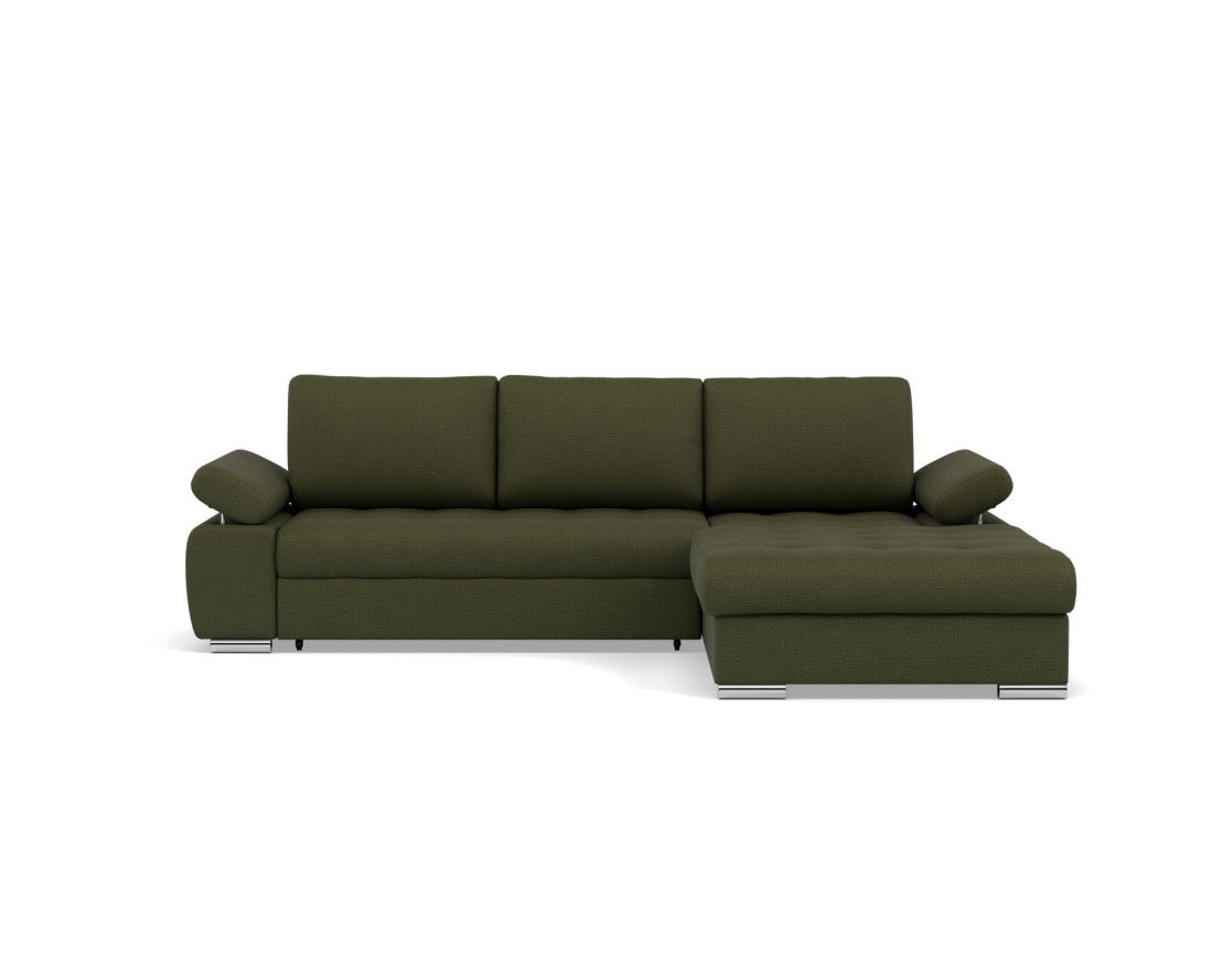 Canapé d'angle droit 4 places convertible avec coffre en tissu texturé Bianca