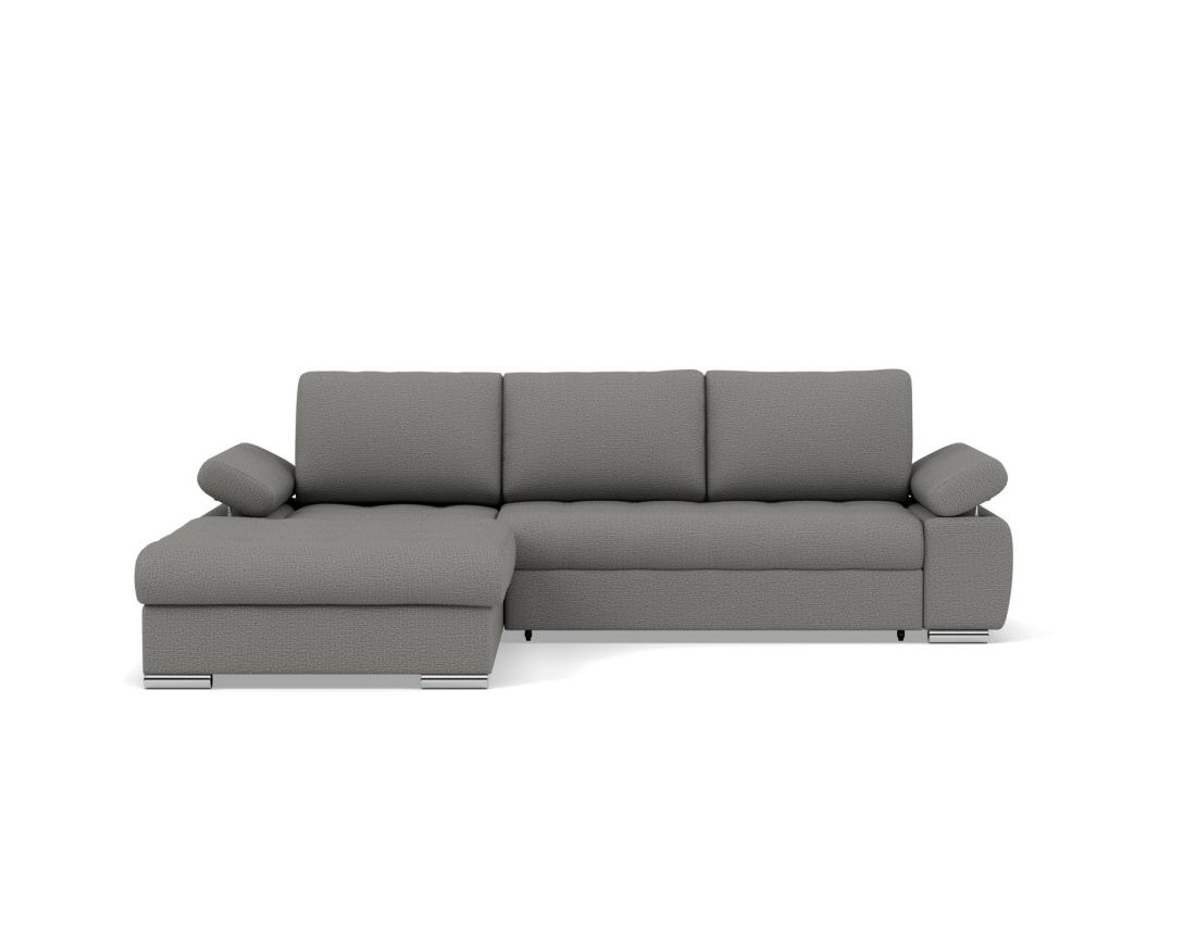 Canapé d'angle gauche 4 places convertible avec coffre en tissu texturé Bianca