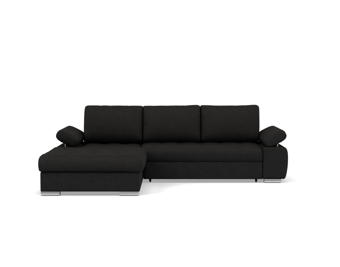 Canapé d'angle gauche 4 places convertible avec coffre en tissu texturé Bianca