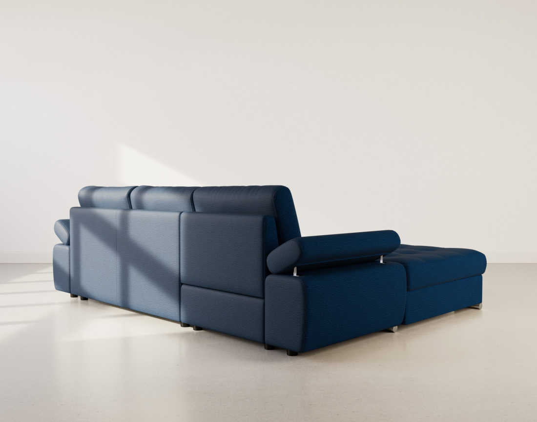 Canapé d'angle gauche 4 places convertible avec coffre en tissu texturé Bianca