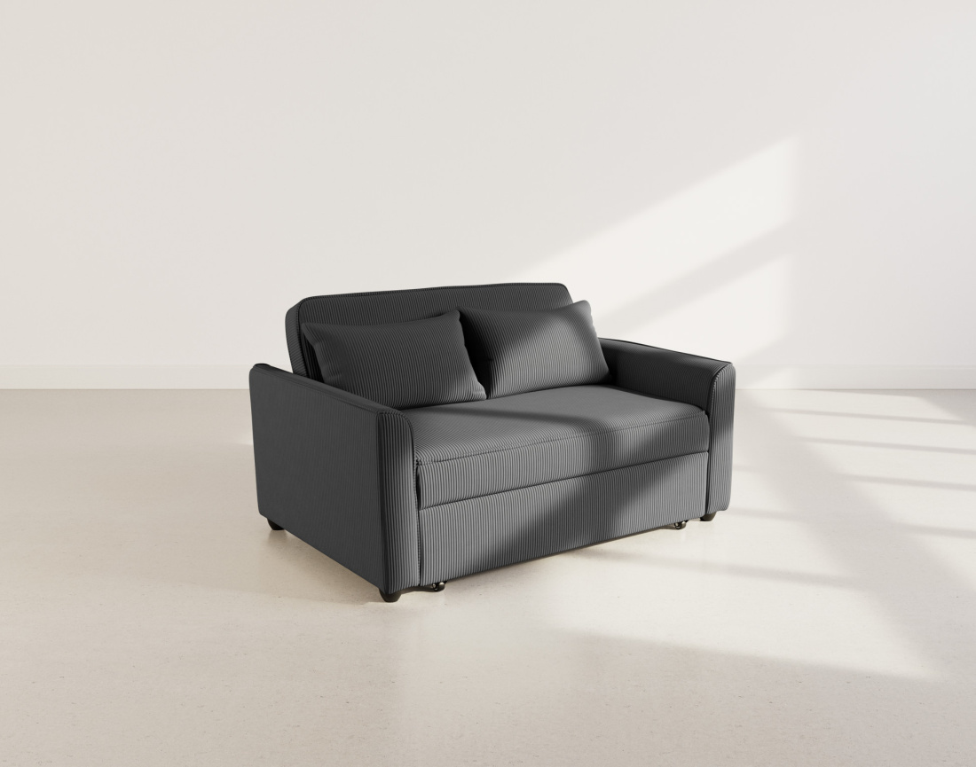 Canapé droit 2 places convertible en velours côtelé Ernest