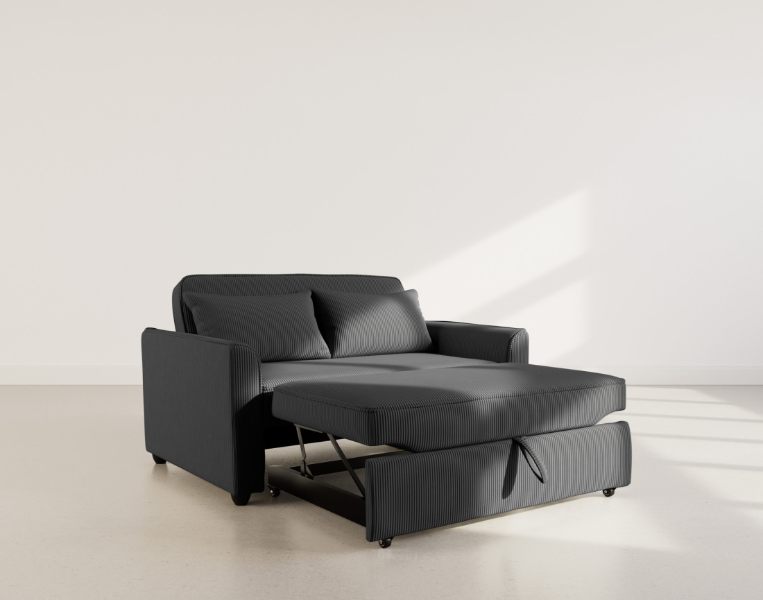 Canapé droit 2 places convertible en velours côtelé Ernest