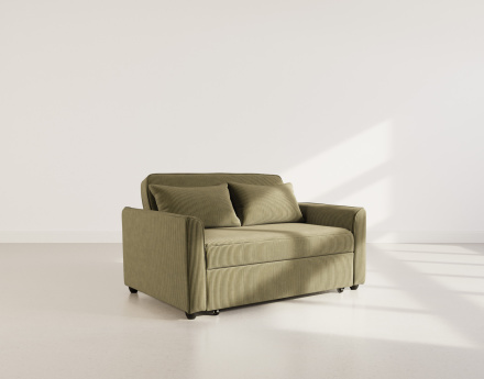 Canapé droit 2 places convertible en velours côtelé Ernest