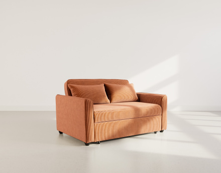 Canapé droit 2 places convertible en velours côtelé Ernest