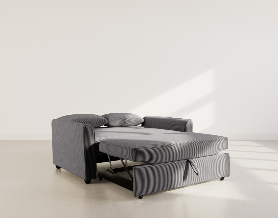 Canapé droit 2 places convertible en velours côtelé Ernest