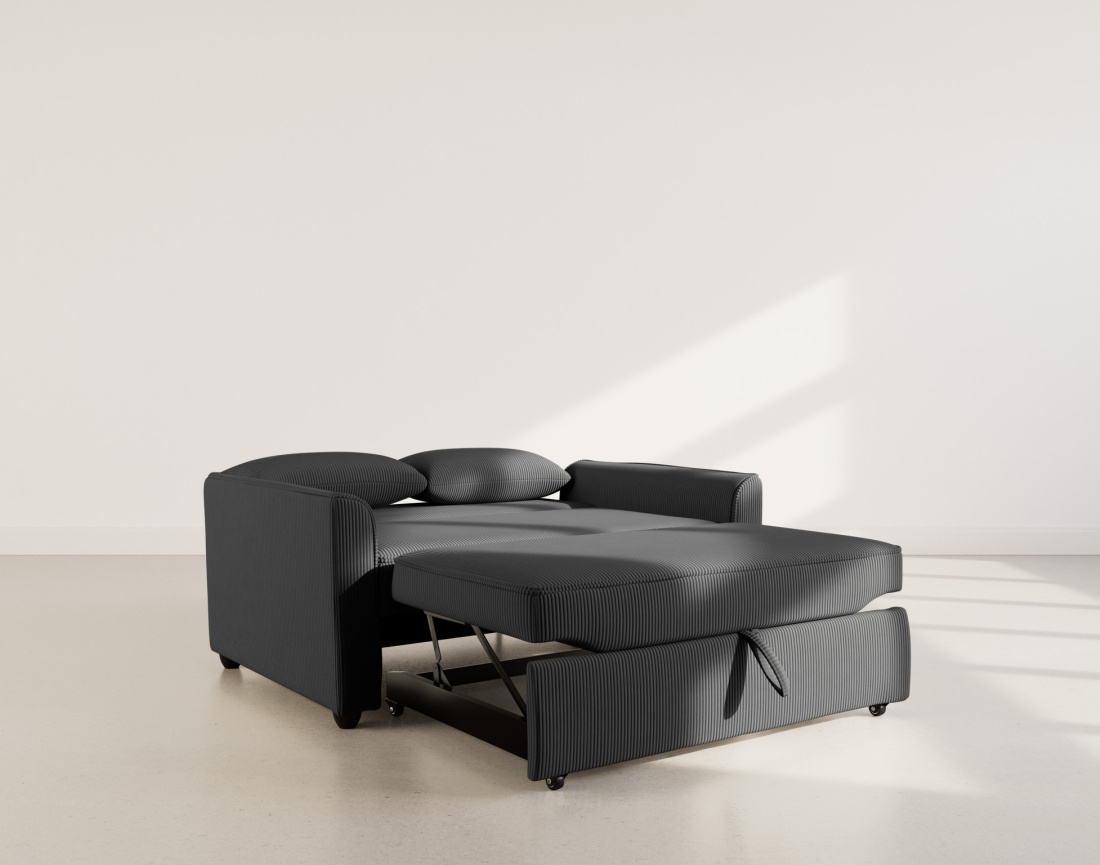 Canapé droit 2 places convertible en velours côtelé Ernest