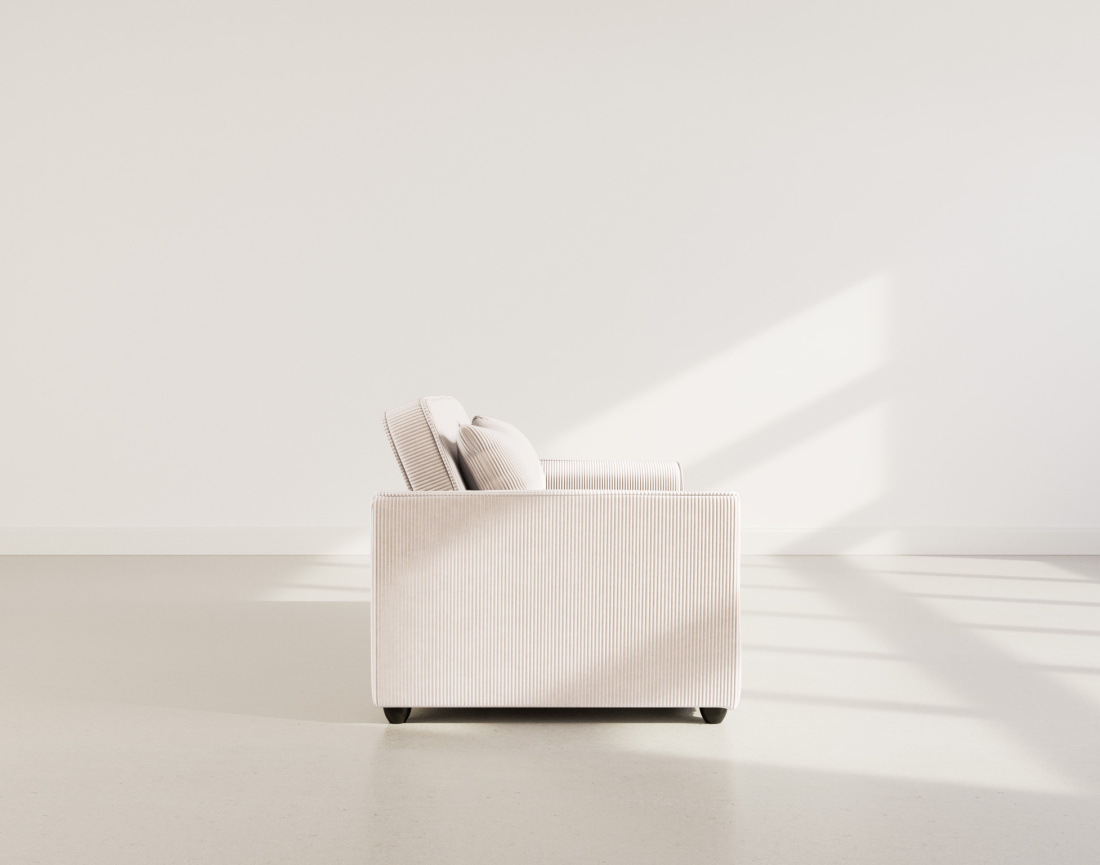 Canapé droit 2 places convertible en velours côtelé Ernest